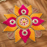 Aesthetic Rangoli Set, Pom Pom, Pearl & Mirror, Festive Home Décor, Housewarming Entrance Décor, Wedding Gift, Diwali Décor, Tea Party Décor